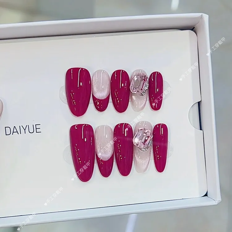 高级感美甲穿工穿戴甲新款新款D077追光法式气质猫眼款美甲贴片