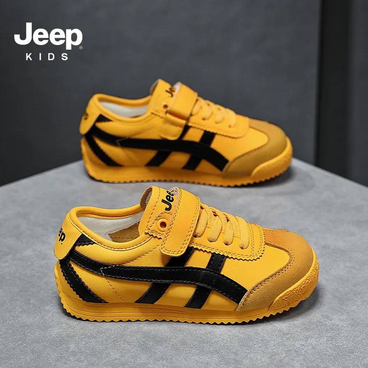 jeep儿童阿甘鞋软底休闲板鞋秋季2025新款男童运动鞋皮面女童鞋子