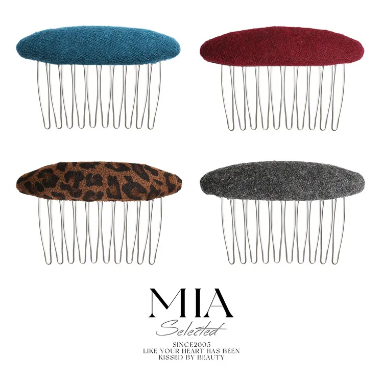 韩国ins秋冬新款质感纯色布艺金属发簪插梳时尚简约顶夹头饰发饰