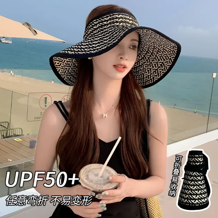 春夏户外大帽檐遮阳防晒显脸小大头围太阳帽防紫外线可折叠帽子