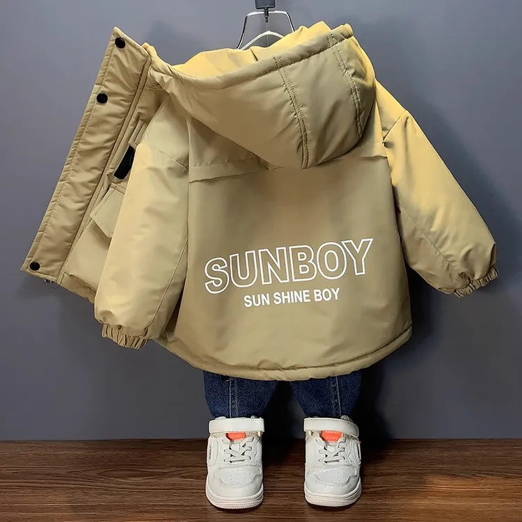 男童外套加绒加厚秋冬款2025新款棉衣帅气儿童冬季棉服宝宝冬装潮