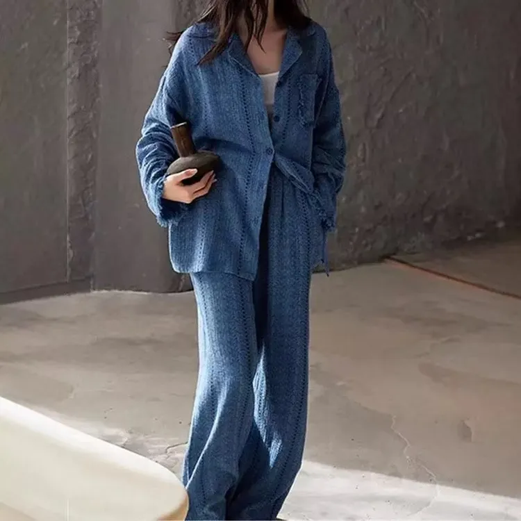 带胸垫睡衣女春秋新款云朵棉长袖高级感时尚家居服套装可外穿