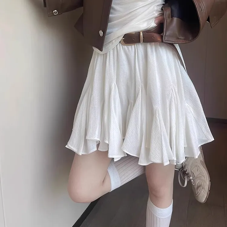 甜美风百褶半身裙女春夏2025新款高腰百搭气质a字短裙法式不规则