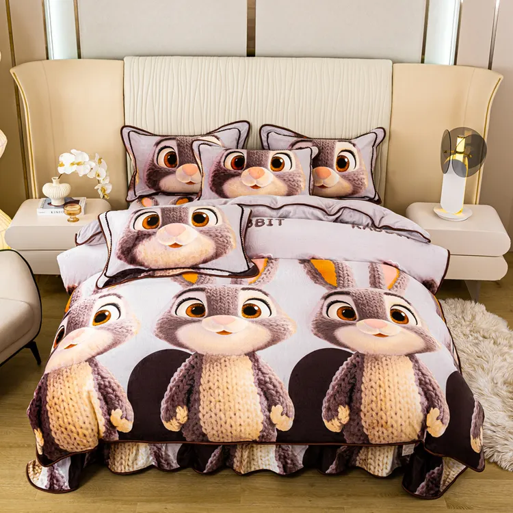 防静电 2025新款8-9斤高克重牛奶绒四件套秋冬加厚保暖双面绒被套