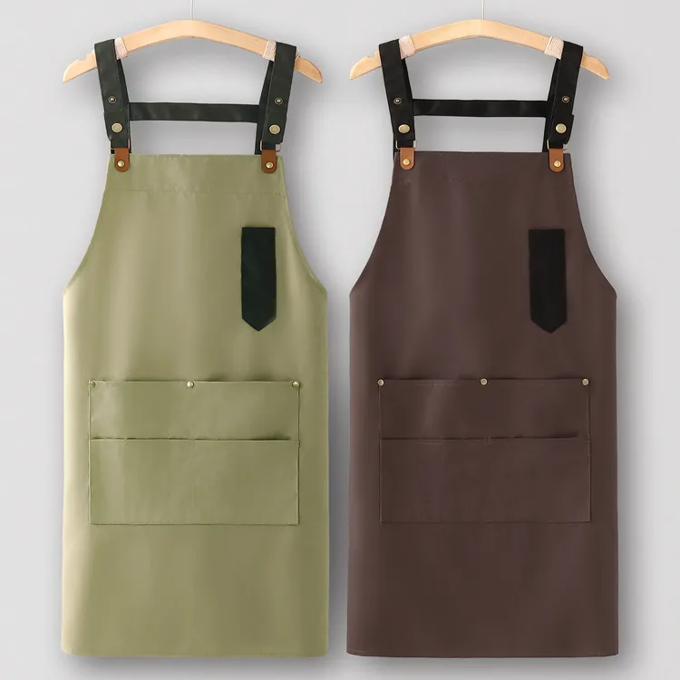 炒菜围裙厨房家用2025新款简约帆布做饭工作服女小熊家用防水厨房
