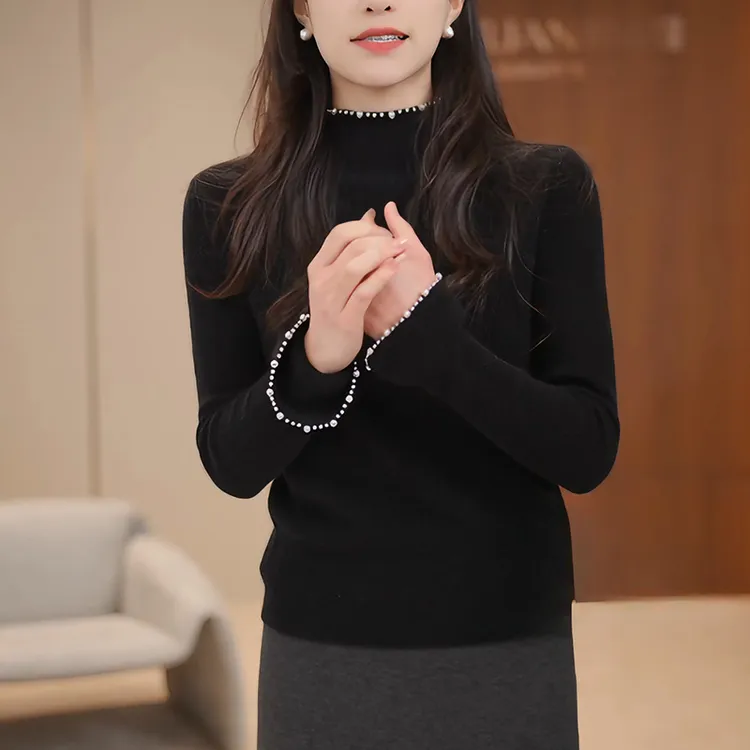 2025新款潮牌女装钉珠时尚毛衣洋气减龄高级感针织打底衫冬季内搭