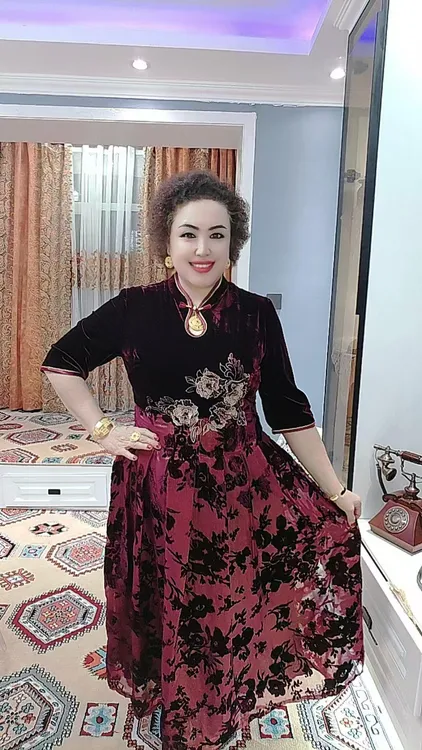 norka duhawa七分袖民族风中袖印花常规款旗袍夏季中式网红