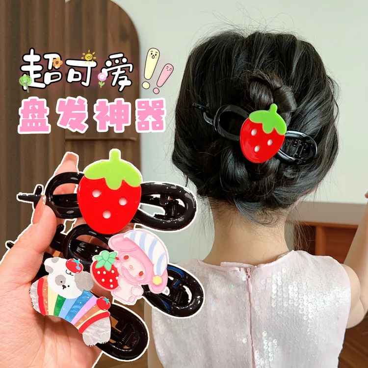新款儿童盘发神器发夹卡通领结扭扭夹后脑勺盘发夹小女孩可爱发饰