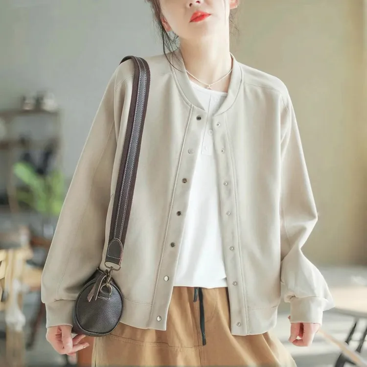2025年秋季新款休闲宽松外套百搭棒球服夹克女士棉质时尚上衣