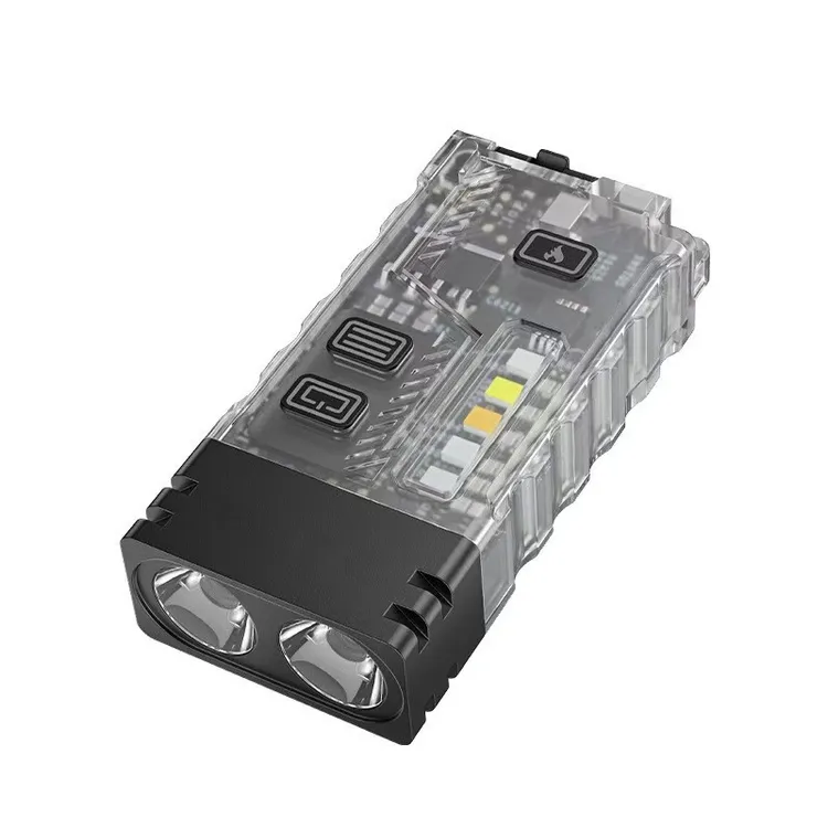 战术特工手电迷你手电筒防身报警器户外充电防风点火多光源