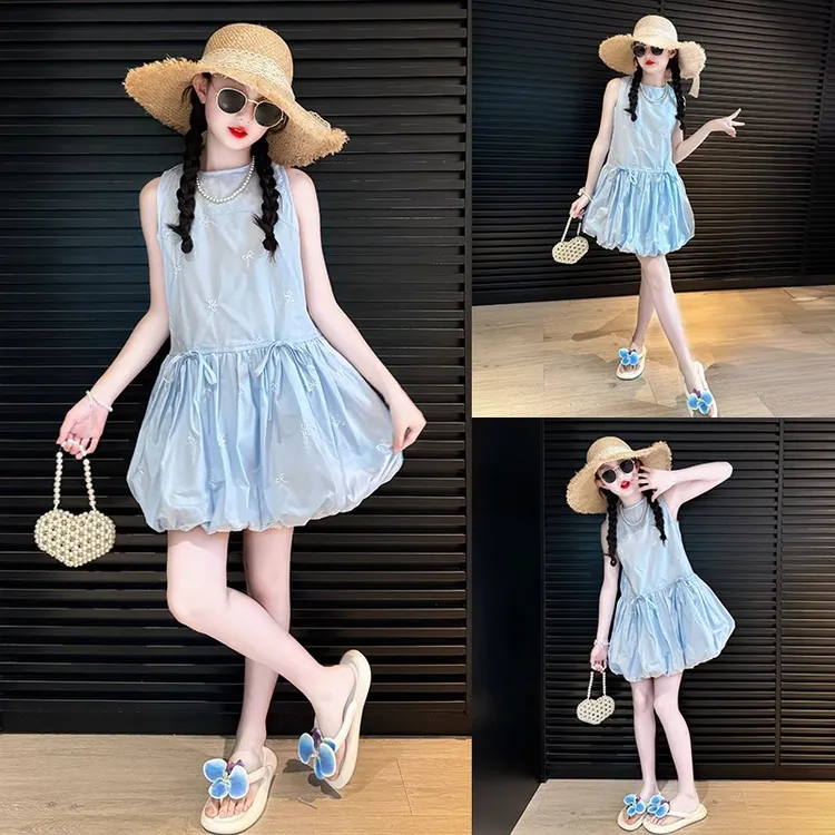 女童花苞裙夏季连衣裙2025新款女大童夏装公主裙儿童夏款裙子薄款