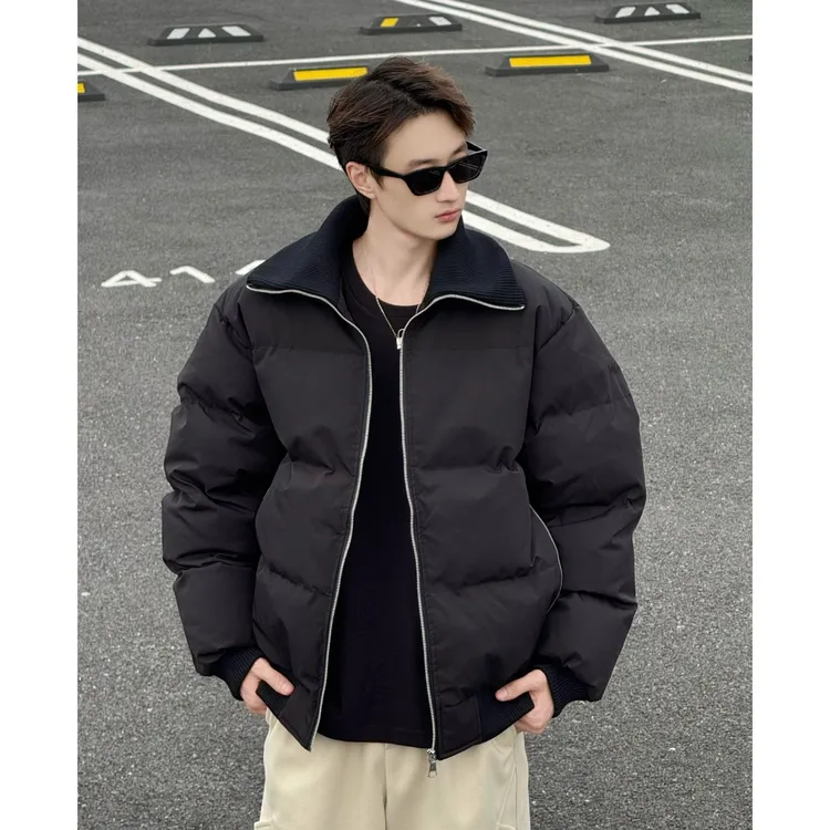 美式复古冬款男上衣大翻领棉服立领宽松男装百搭短外套保暖棉衣潮