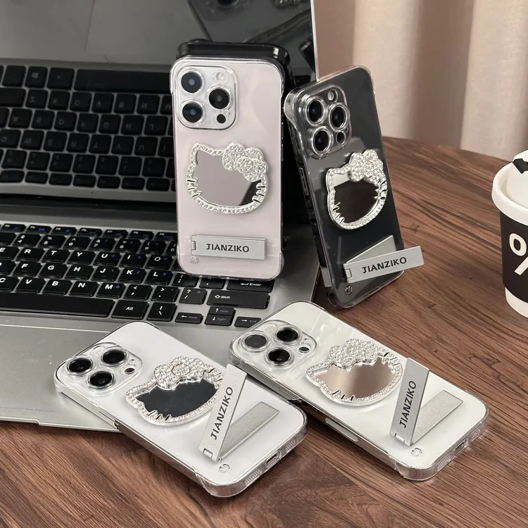 奥菲顿立体闪钻kt镜子适用苹果16/15无边框pc壳华为vivo小米oppo