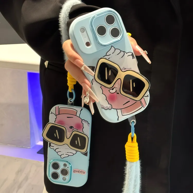 墨镜懒洋洋支架挂绳适用苹果17手机壳iPhone16华为vivo小米14oppo