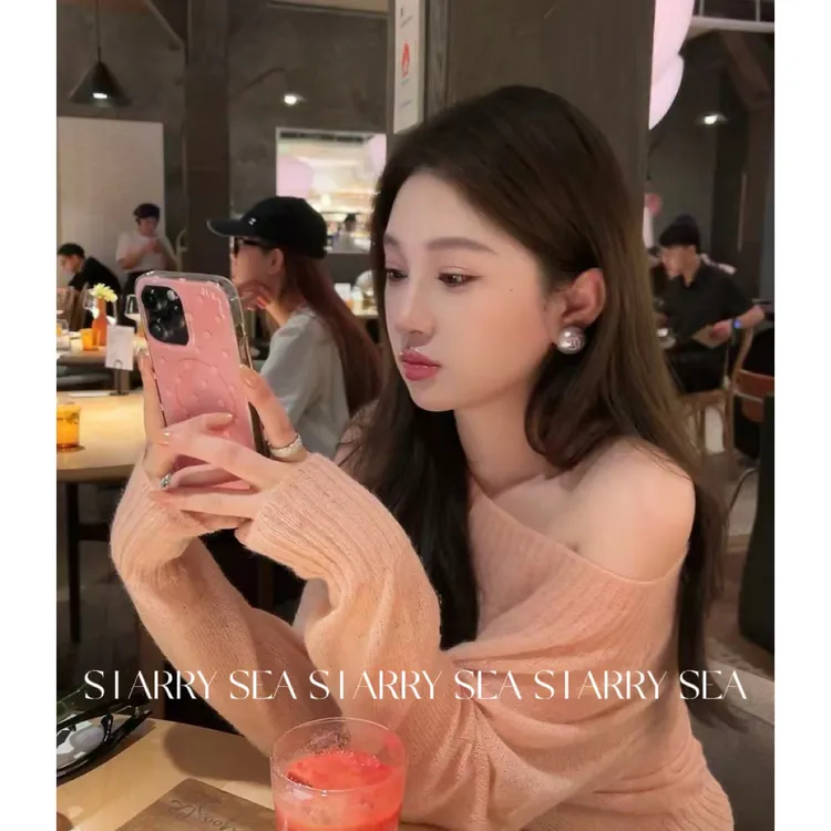 PP福利 福利水蜜桃 斜肩松弛感绵羊毛毛衣#PP0266SY