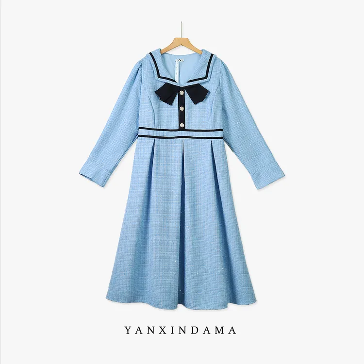 【岩心】大码女装300斤胖MM法式复古小香风高级感收腰连衣裙66629