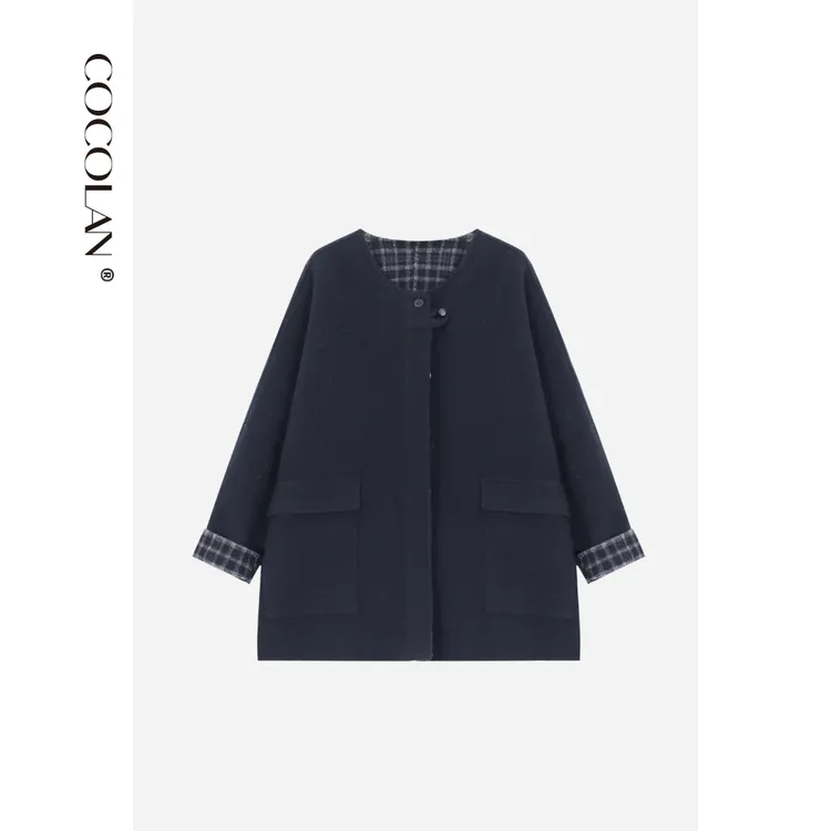 COCOLAN【玛格丽】骆驼绒绵羊毛双面呢大衣女CL8DY1217