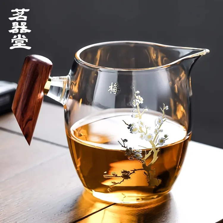 高档喜上眉梢玻璃公道杯加厚耐热单个匀杯日式茶具配件茶海分茶器