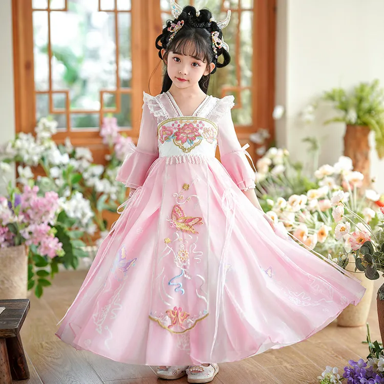 女童汉服古装夏季古风公主裙2025新款古典舞演出服儿童仙气裙子夏