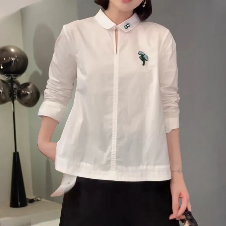 韩系简约百搭小众设计POLO领衬衫秋季时髦减龄显瘦遮肉轻薄上衣女