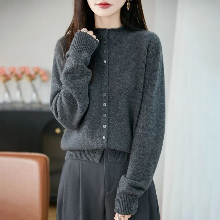 正品撤柜剪标羊毛衫半高领针织衫开衫秋冬新款加厚毛衣外套上衣