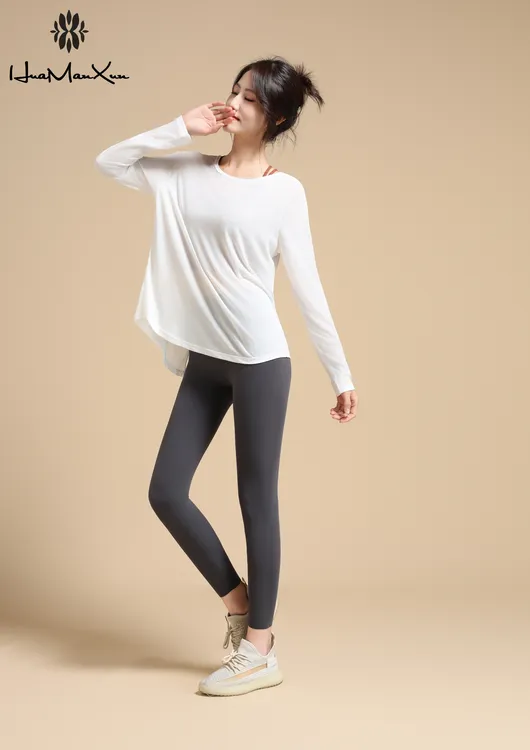 宽松瑜伽服罩衫女运动上衣跑步透气显瘦速干衣长袖t恤健身服春秋