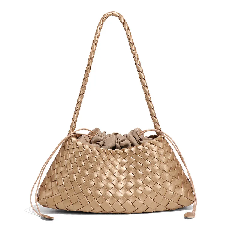 STIVENJAMES轻奢女士百搭单肩腋下包包小众编织复古子母包手提包