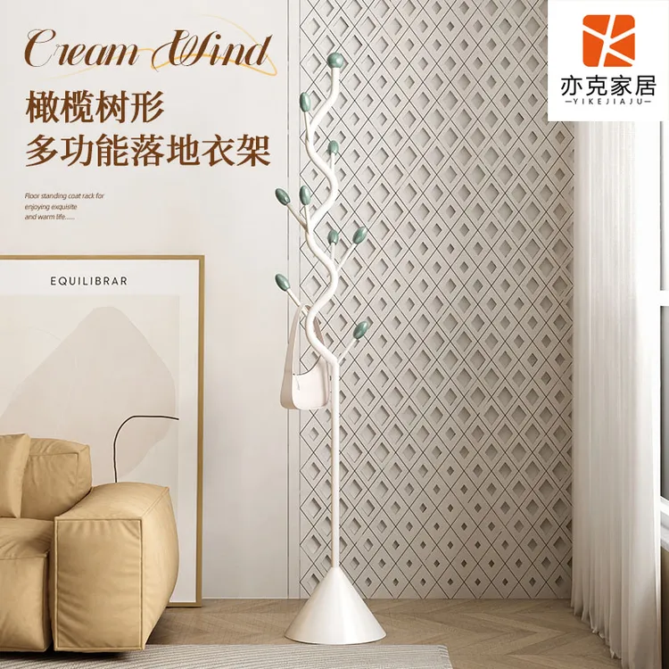 简约橄榄树衣帽架奶油风立式小型卧室转角轻奢家用衣架子落地式商品图