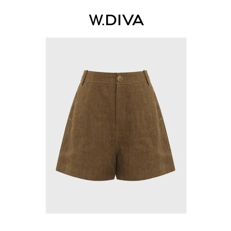 W.Diva【太一】天然亚麻舒适透气品质清凉针织休闲裤短裤51K292027