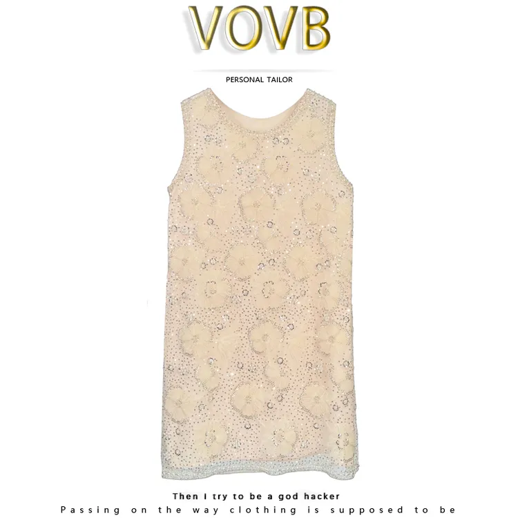 VOVB海棠[背心裙]高级定制刺绣钉珠无袖马甲连衣裙四季款时尚8225