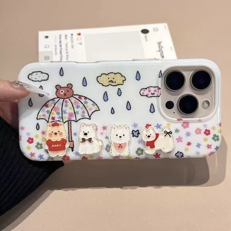 ins风雨伞小狗适用iPhone17pro双层IMD手机壳华为vivoppo小米17套