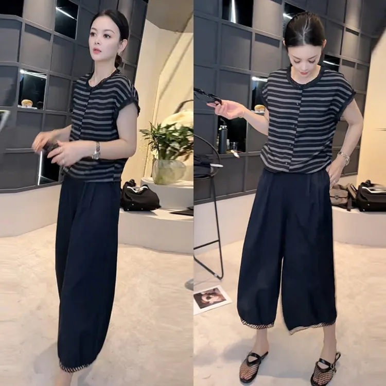 时尚潮流夏季显气质新款2025年简约休闲日常通勤百搭显瘦女士套装