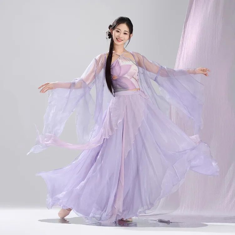 古典舞舞蹈新款仙气渐变飘逸古风纱衣中国演出套装练功长款舞台服