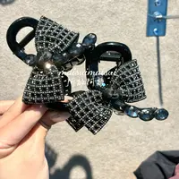 【阿敲】A1419~(8CM-11CM)水钻网格蝴蝶结抓夹-麦穗头饰