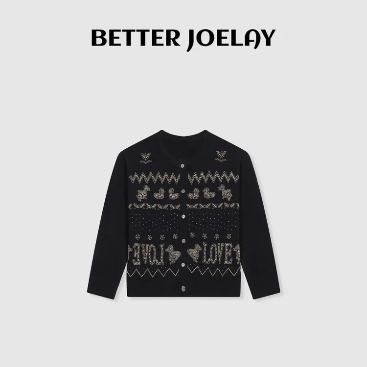 BETTERJOELAY -【小丑鸭】羊毛时尚百搭圆领开衫毛衣休闲风LL5638