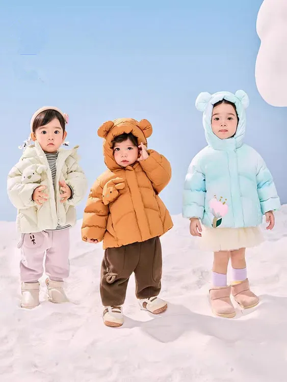 【A10】冬季新款男女童萌趣玩偶儿童洋气羽绒服厚款保暖防寒外套