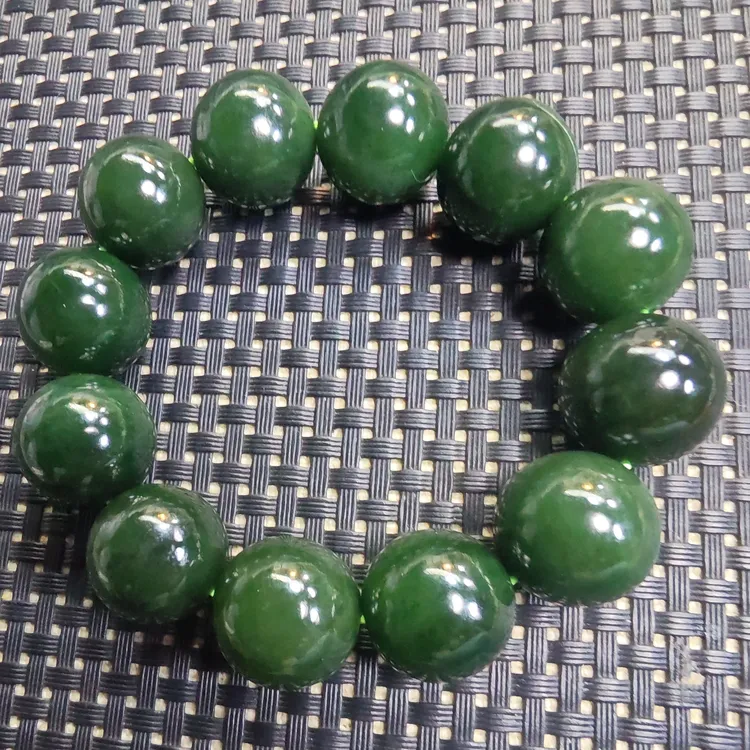 和田玉碧玉18圆珠手串适合男士佩戴彰显霸气