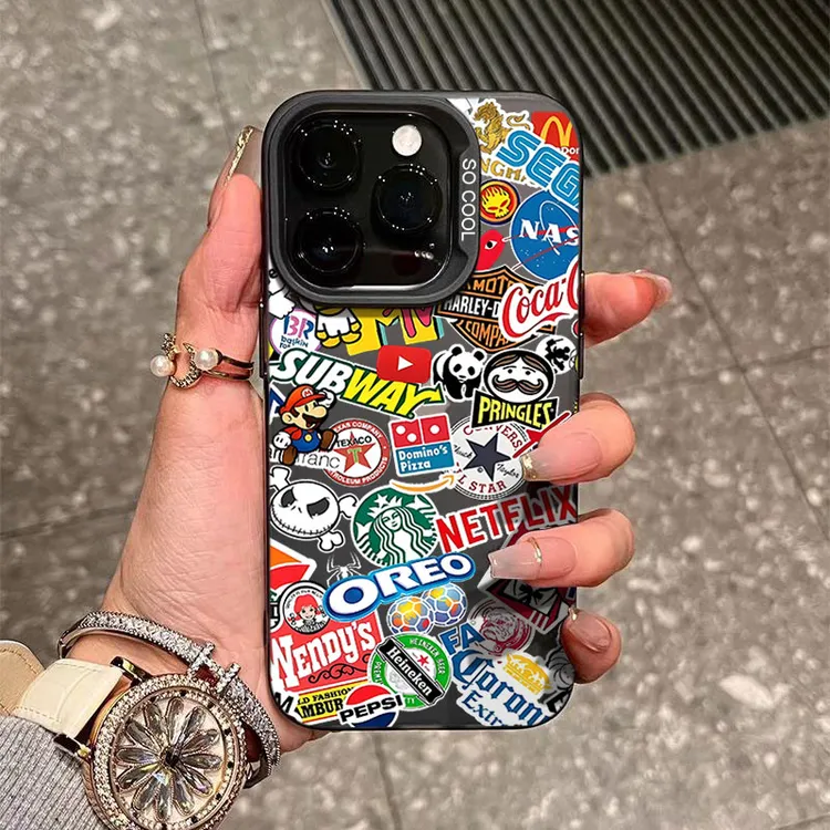 大牌贴纸涂鸦适用苹果16/15手机壳iphone14Promax13软壳12防摔11x