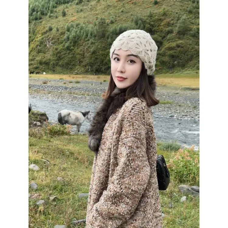 JESSICA WU暖调云石纹羊毛匠织垂云敞怀开衫2579S04021
