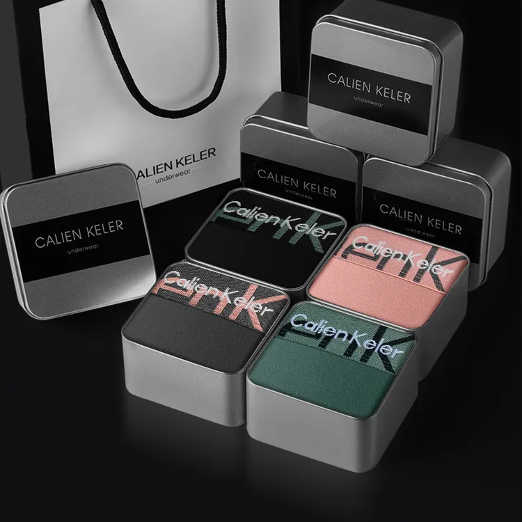 CalienKeler纯棉男士内裤平角透气2026爆款抗菌男生四角短裤礼盒商品图