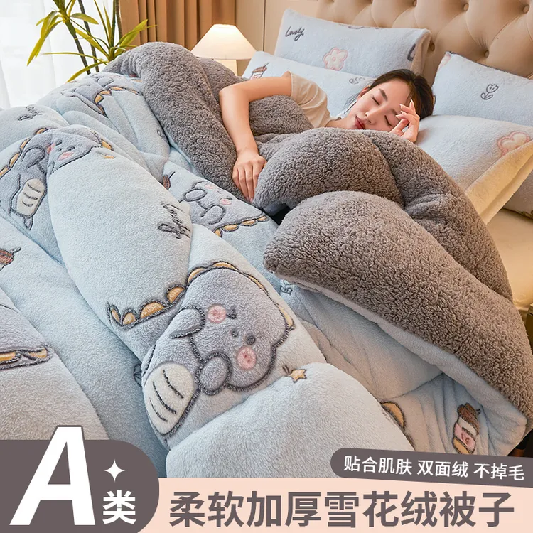 牛奶绒被子冬被加绒棉被被芯加厚保暖秋冬款宿舍双面雪花绒被褥子商品图