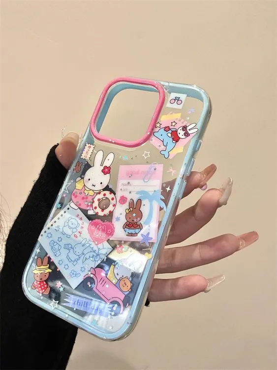 清透米菲兔适用苹果16promax手机壳iPhone15少女撞色壳13创意新款