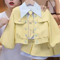 女童皮衣外套百褶裙2025秋季新款韩版潮酷休闲夹克儿童洋气机车服