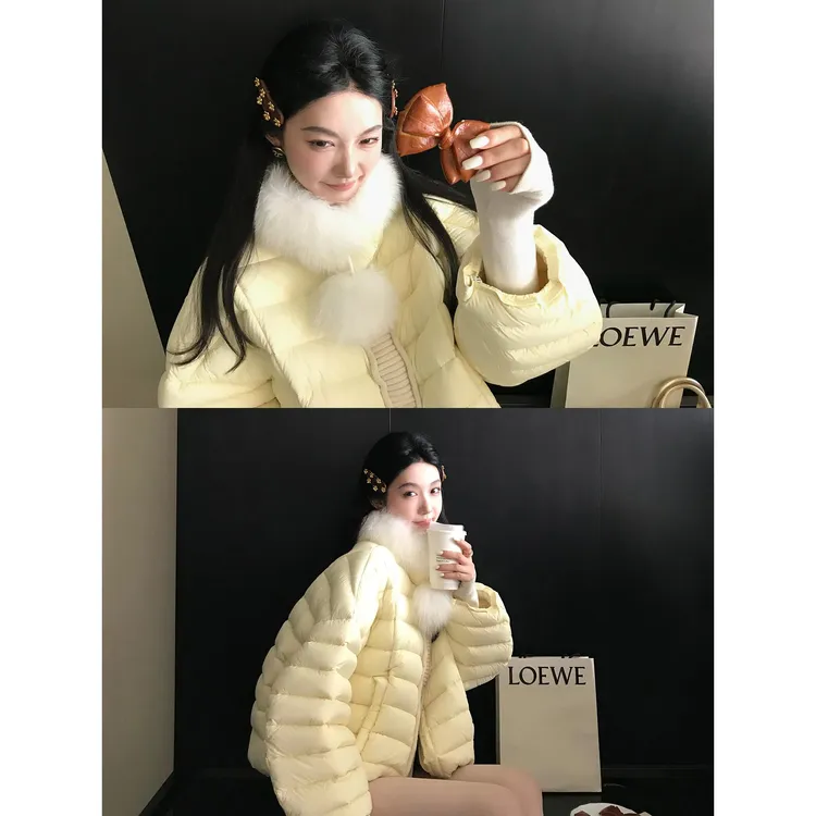 区区欧阳发财小暖炉'超轻时刻!新国标90白鸭绒毛领龟背排骨羽绒服