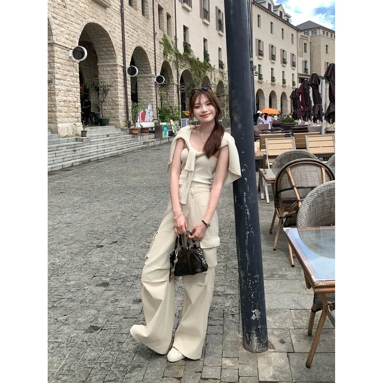 切糕自制【荒野过客】小个子秋季女流光风老钱松弛感百搭休闲工装裤