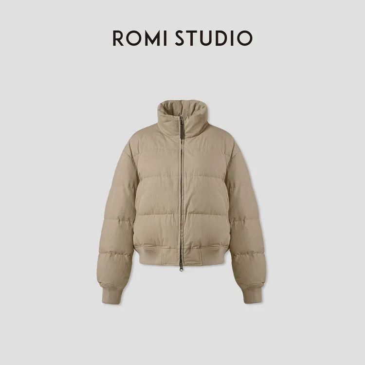 ROMI STUDIO“棕标甄选”90白鹅绒经典夹克式短款羽绒服 431Y8014