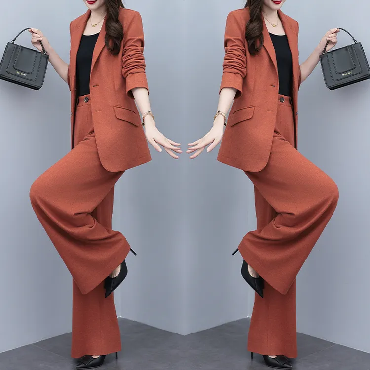 高级西装三件套女2025新款阔腿裤职业春秋上衣女神范气质时尚套装