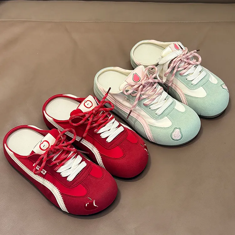 35-43码包头半拖鞋女秋季无后跟德训鞋41-42大码女鞋一脚蹬懒人鞋