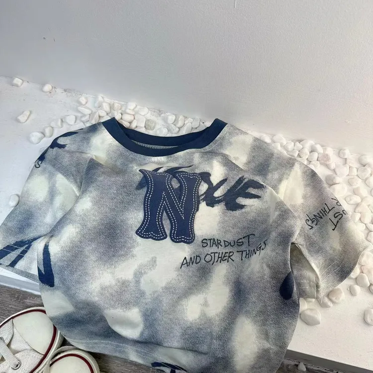 男童韩版T恤短袖2025新款儿童夏季纯棉半袖潮牌上衣痞帅夏装-493