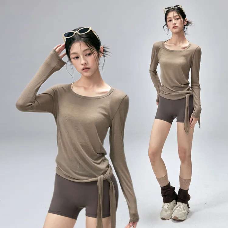 健身女孩秋季瑜伽服长袖显瘦跑步训练上衣速干专业普拉提运动罩衫